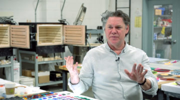 In early 2019, John Kenneth Clark explored the relationship between music and color during his residency at Bullseye Glass Co. in Portland, Oregon.