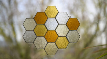 Multi-cell suncatcher showing how to solder copper foil for stained glass with smooth lead seams